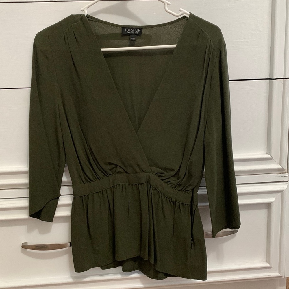 Topshop olive green top